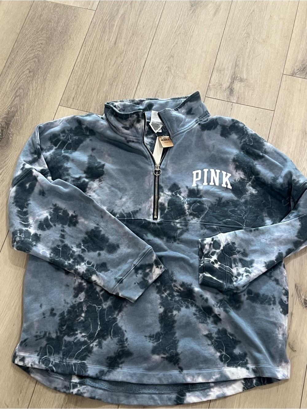 NWT VS PINK dark wash half zip